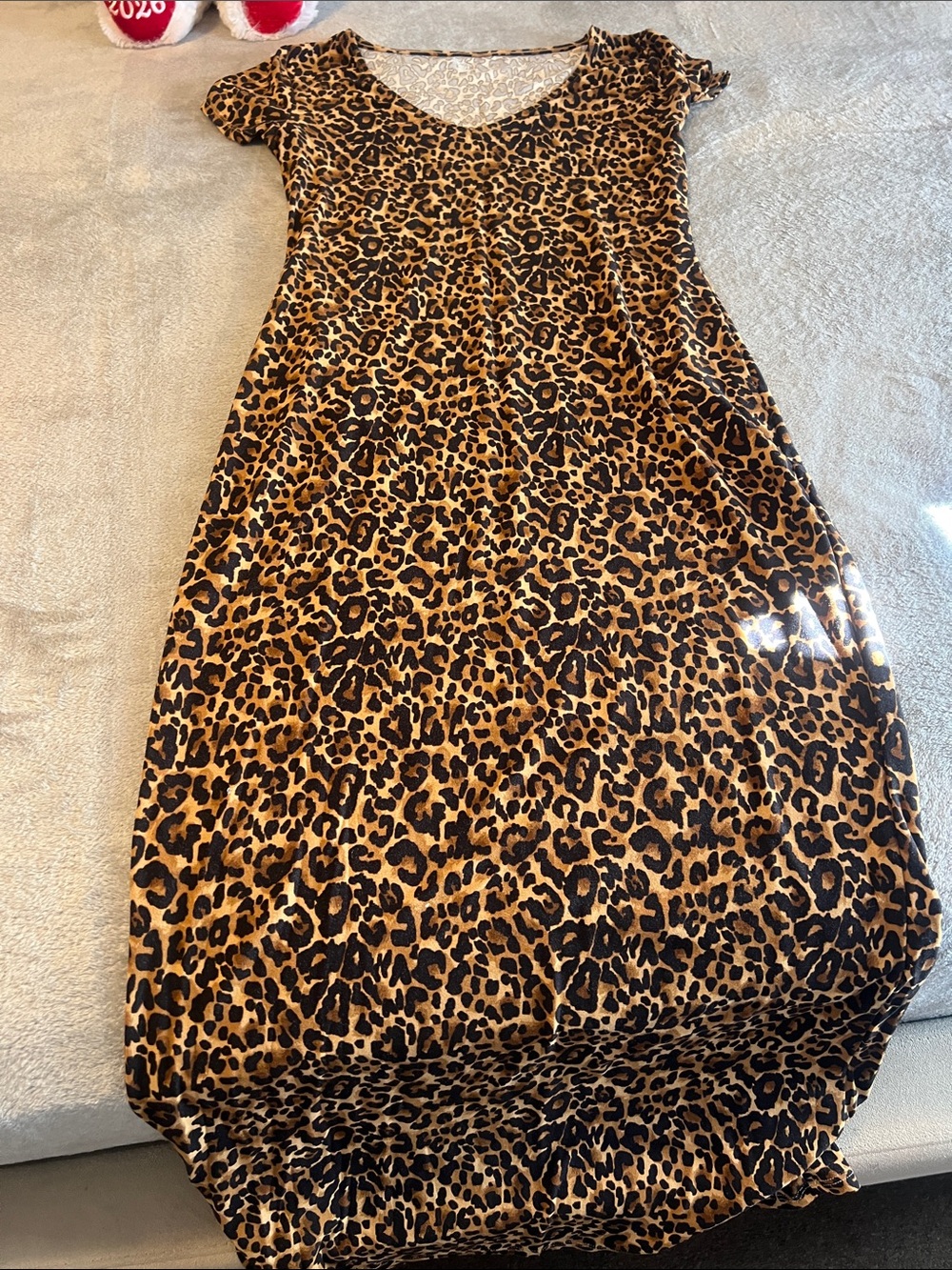 Leopard Print Women’s long dress - Tan/Black